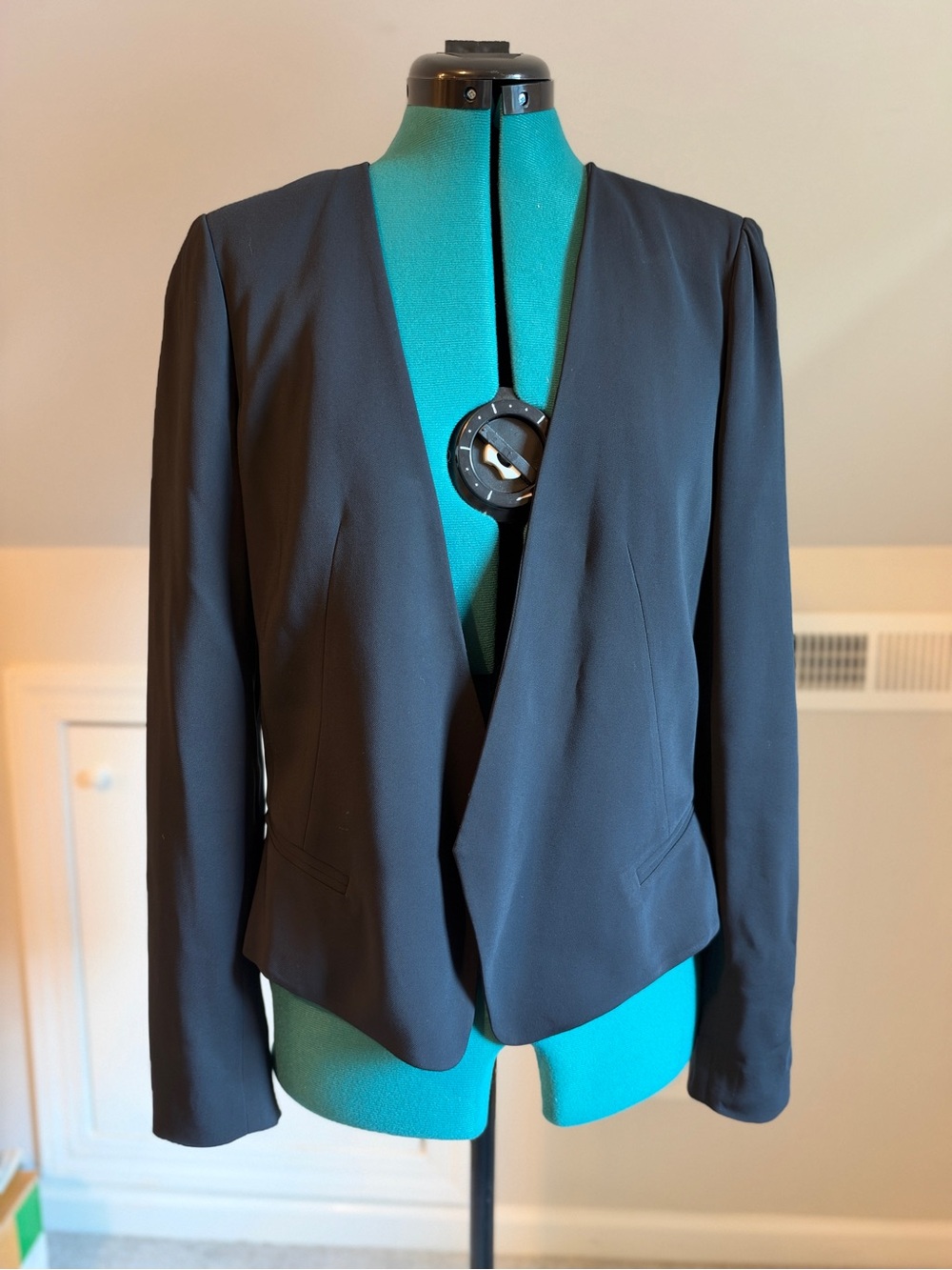 Rebecca Taylor Black Open-Front Ponte Blazer